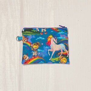 Vintage Rainbow Brite Zipper Pouch: Handmade Cotton Coin Purse